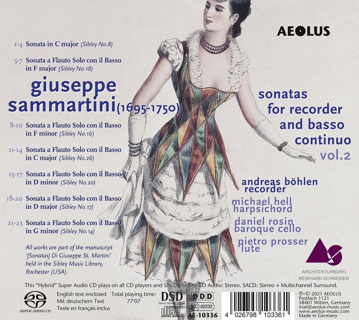 Andreas Bohlen 삼마르티니: 리코더 소나타 2집 (Giuseppe Sammartini: Sonatas For Recorder and b.c. Volume 2)