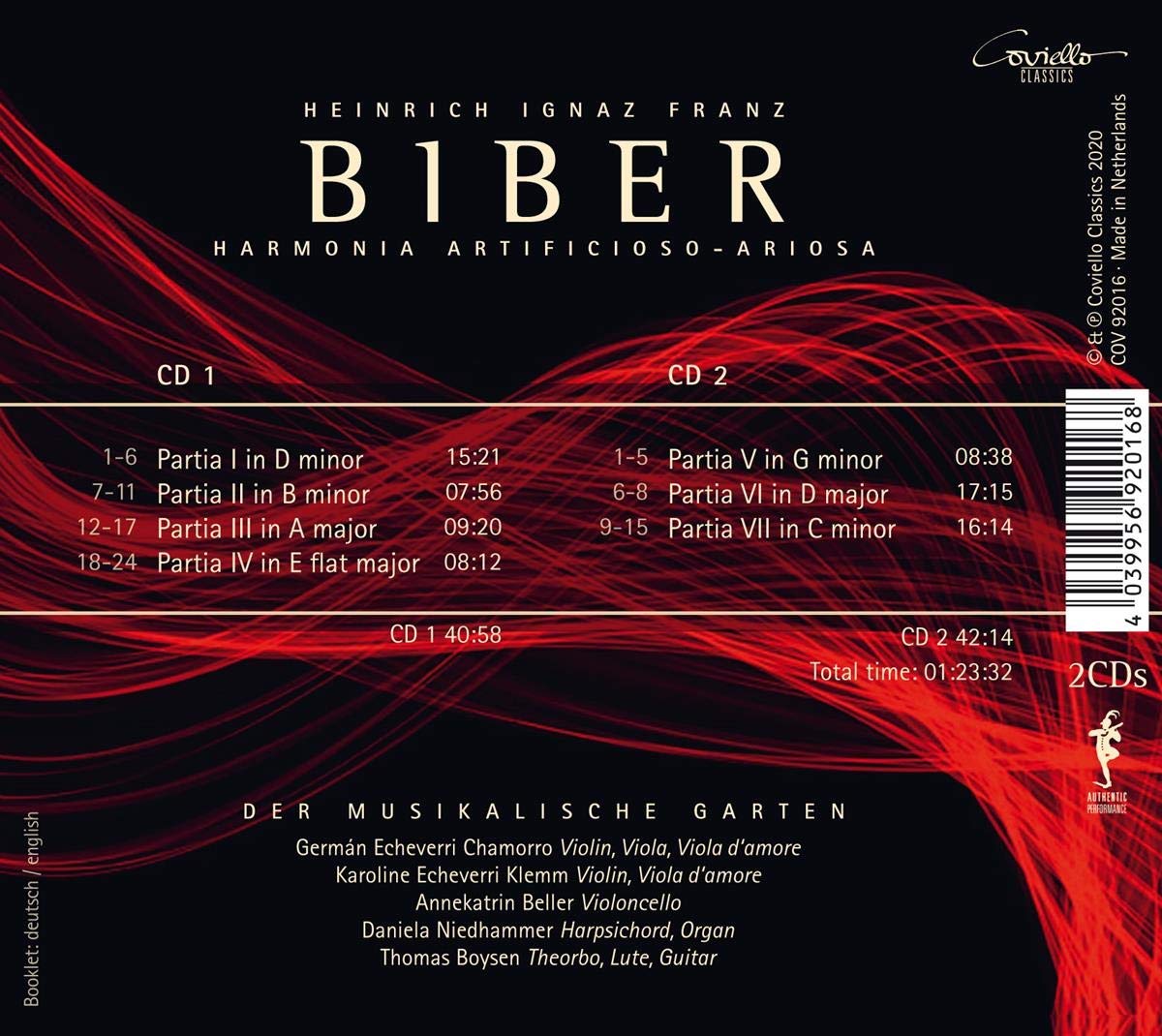 Der Musikalische Garten 비버 '아르모니아 아르티피치오소아리오사' (Biber Harmonia