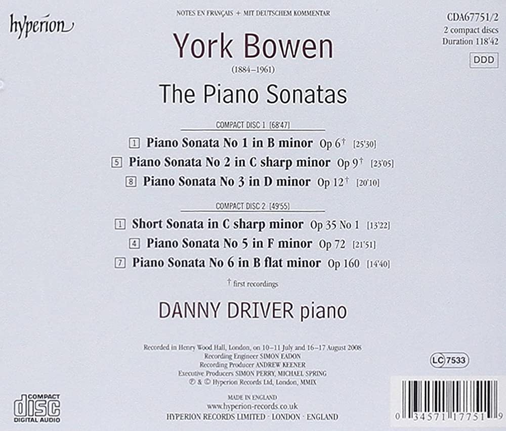 Danny Driver 보웬: 피아노 소나타집 (Bowen: The Piano Sonatas)