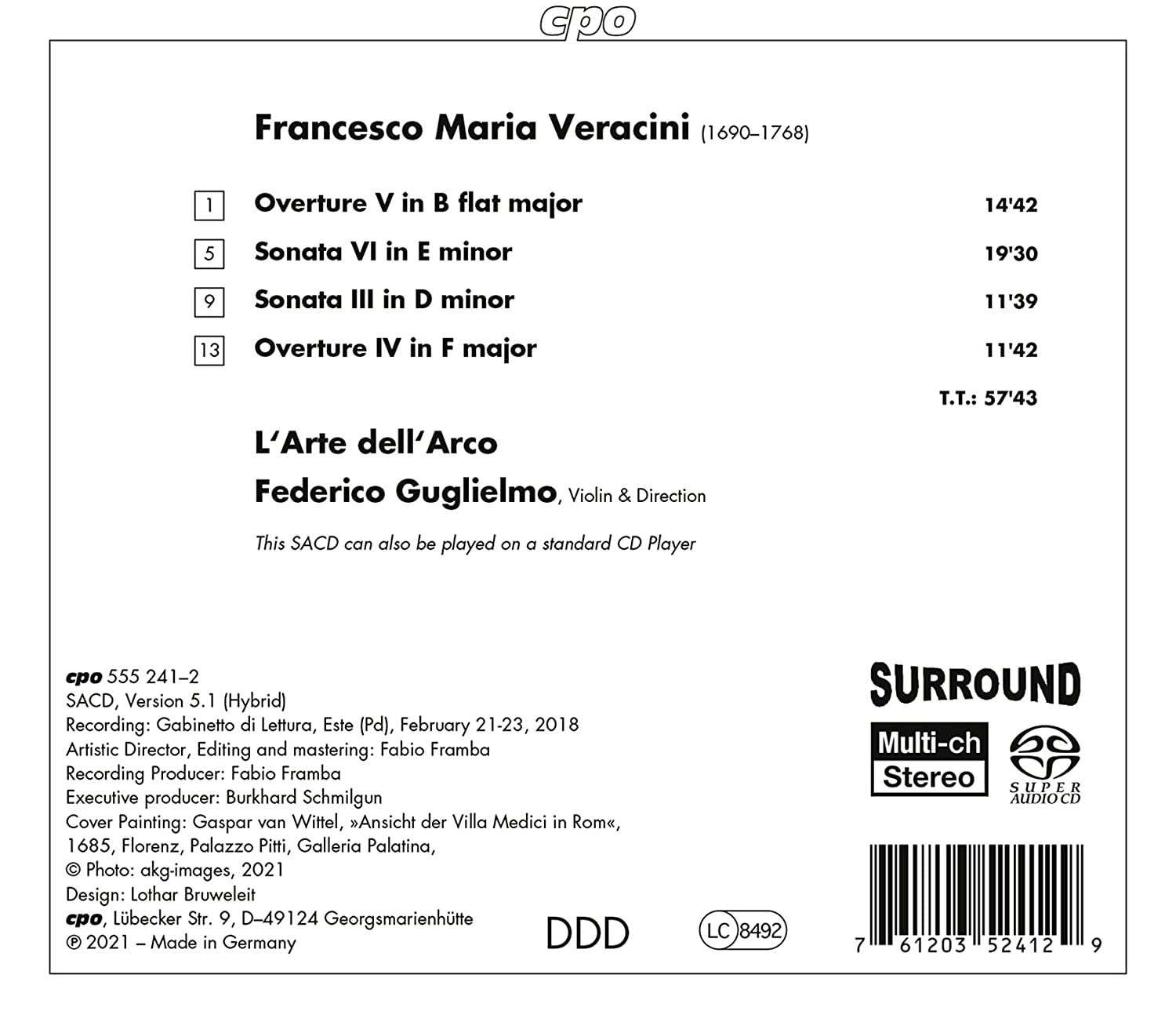 Federico Guglielmo 베라치니: 바이올린 소나타와 서곡 3집 (Veracini: Violin Sonatas & Overtures Vol.3)