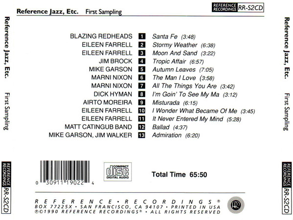 Reference Recordings 레이블 재즈 모음집 (Reference Jazz, Etc. - First Sampling)