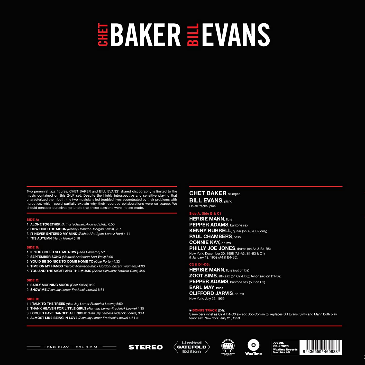Chet Baker / Bill Evans (쳇 베이커 / 빌 에반스) - Complete Recordings [2LP]