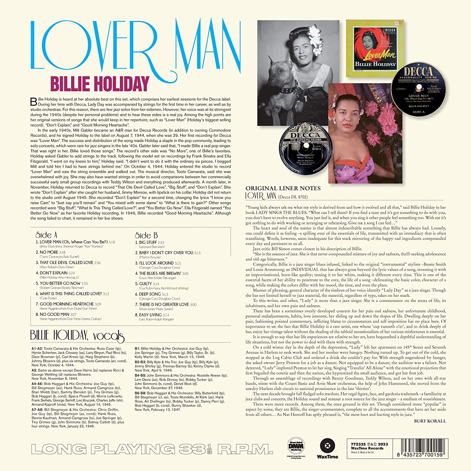 Billie Holiday (빌리 홀리데이) - Lover Man [LP]