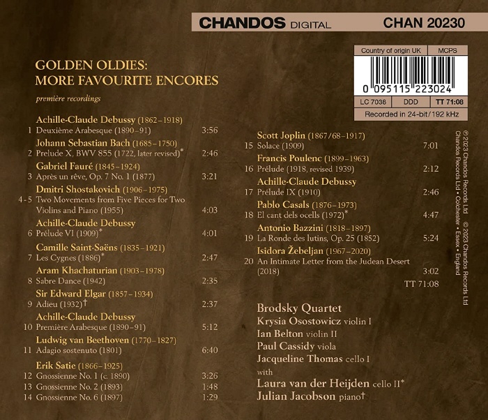 Brodsky Quartet 브로드스키 사중주단 앵콜 모음집 (Golden Oldies -  More Favourite Encores)