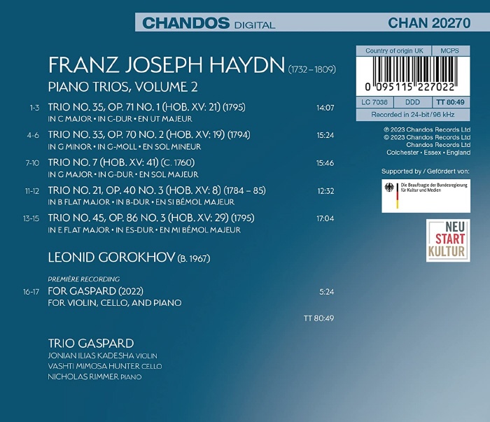 Trio Gaspard 하이든: 피아노 트리오 2집 (Haydn: Piano Trios Vol.2)