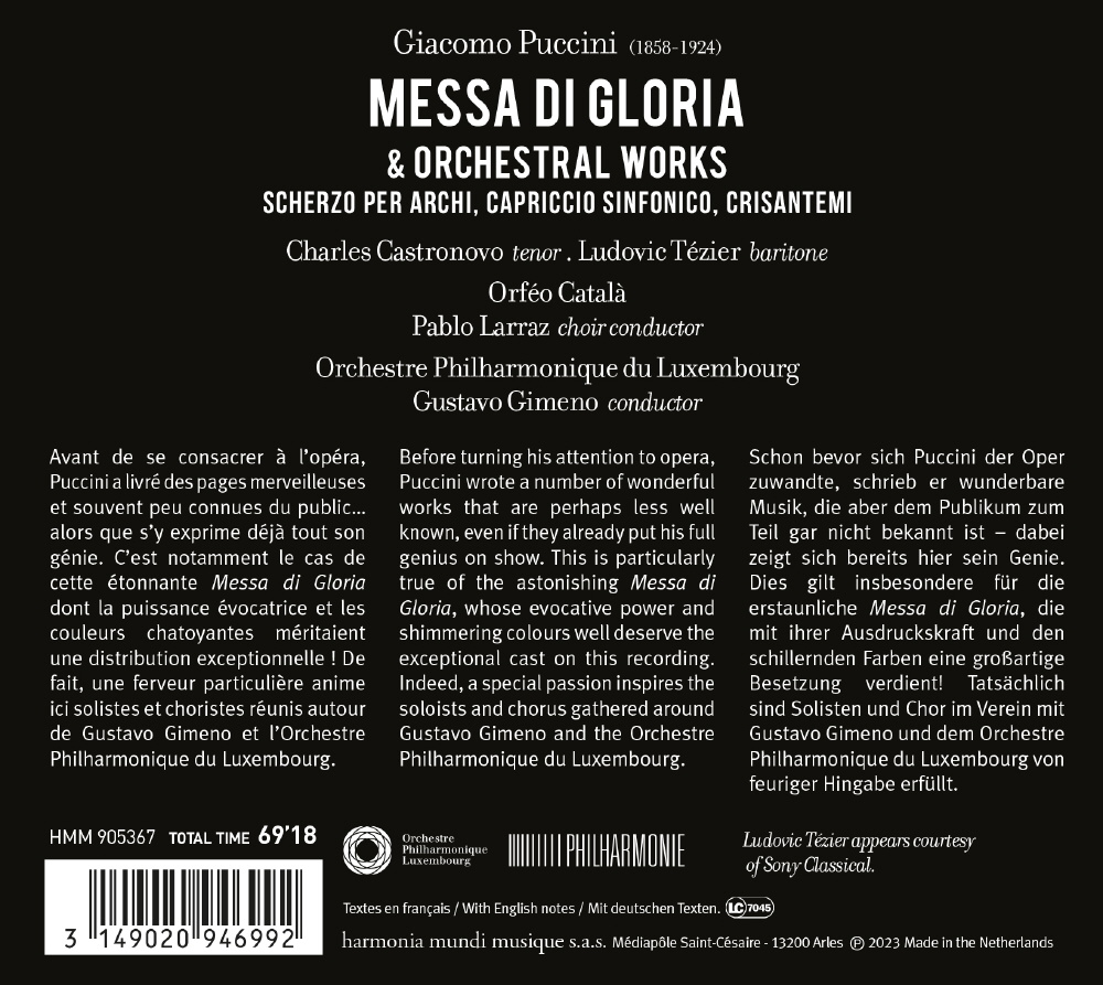 Gustavo Gimeno 푸치니: 미사 글로리아와 관현악 작품 (Puccini: Messa Di Gloria & Orchestral Works)