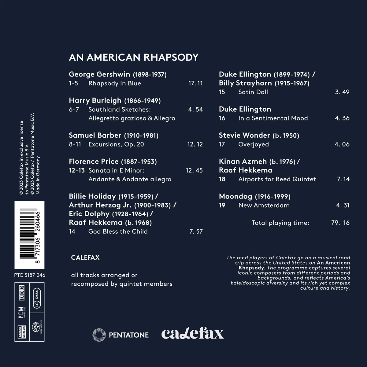 Calefax Reed Quintet 20세기부터 현재까지의 미국 음악 연주집 (An American Rhapsody)