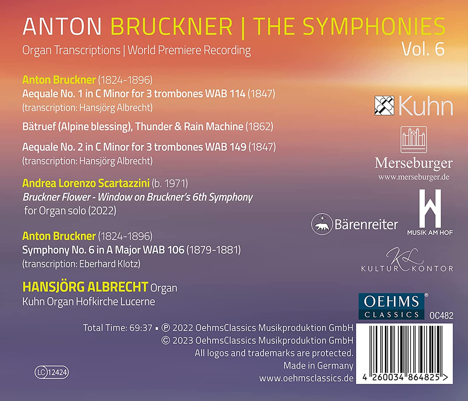 Hansjorg Albrecht 브루크너: 오르간 편곡에 의한 교향곡 전집 6집 (Anton Bruckner Project: The Symphonies [Organ Transcriptions], Vol. 6)