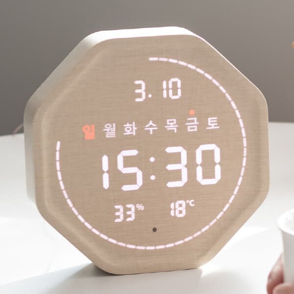 플라이토 와이파이 필링 폴리곤 인테리어 LED 탁상시계 18cm