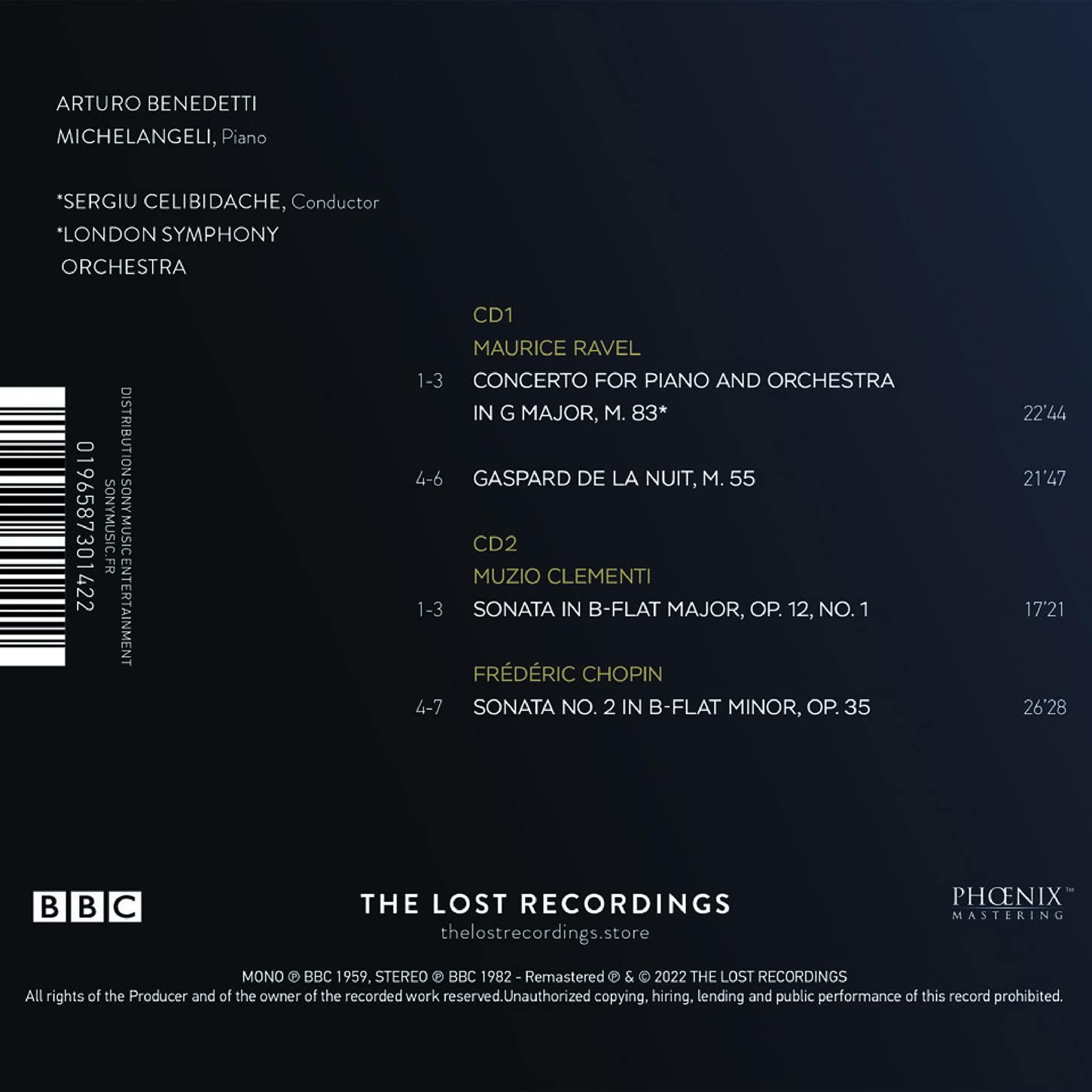 Arturo Benedetti Michelangeli 아르투로 베네데티 미켈란젤리 런던 레코딩 1집 (The London Recordings Vol. 1)