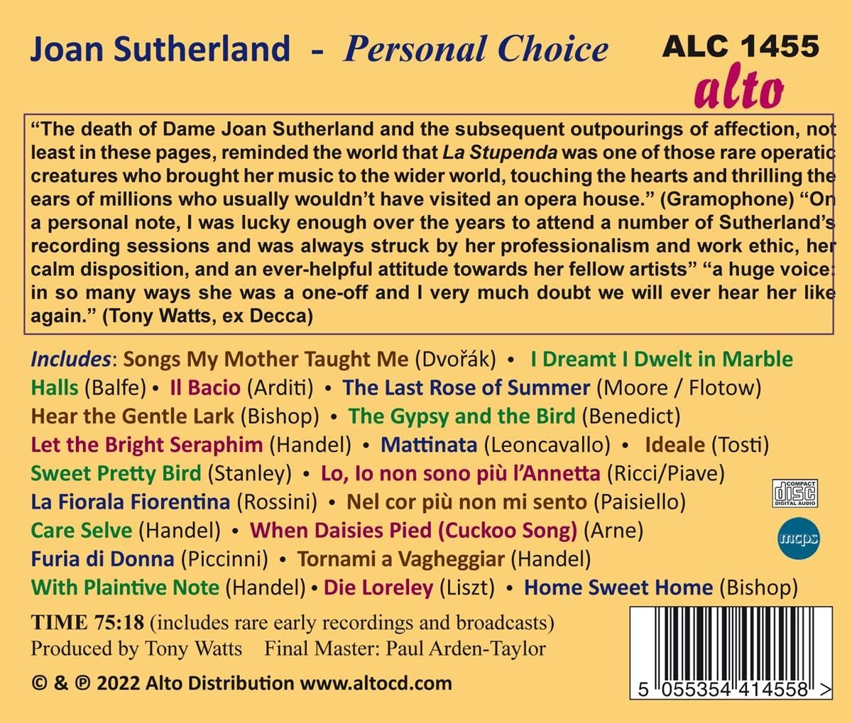 Dame Joan Sutherland 조안 서덜랜드가 선택한 최고의 명곡 모음집 (A Personal Choice)
