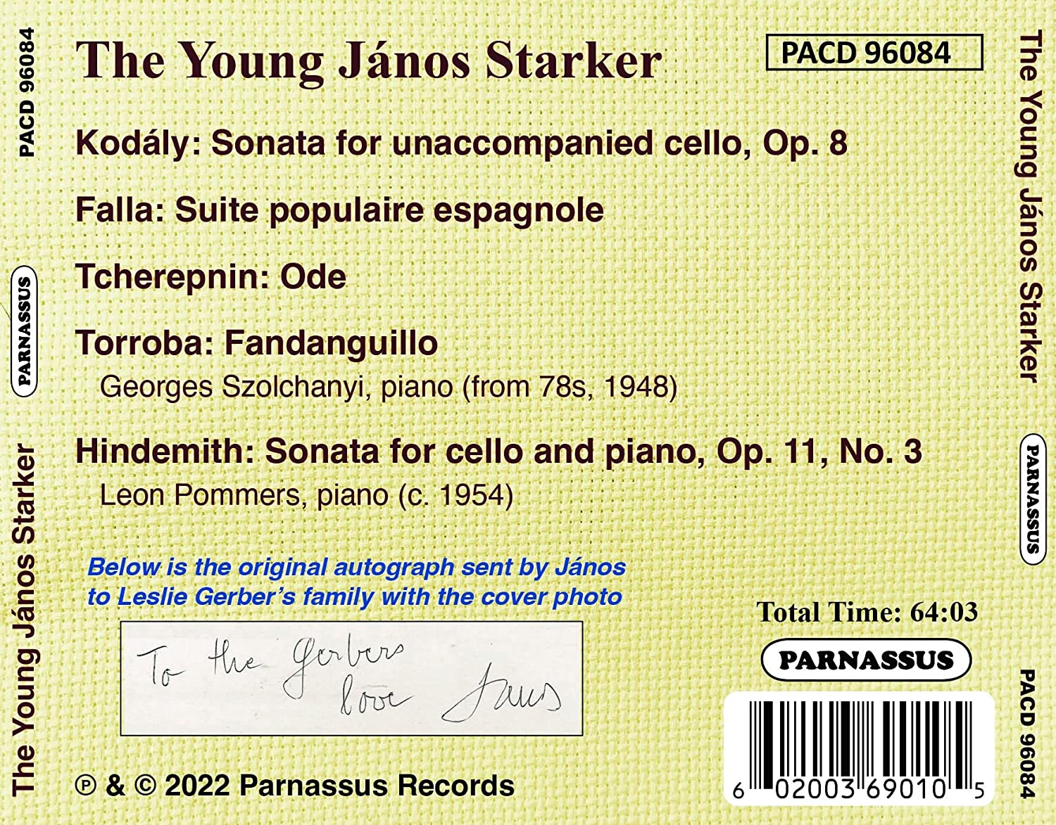 Janos Starker 야노스 슈타커 희귀 레코딩집 (The Young Janos Starker)