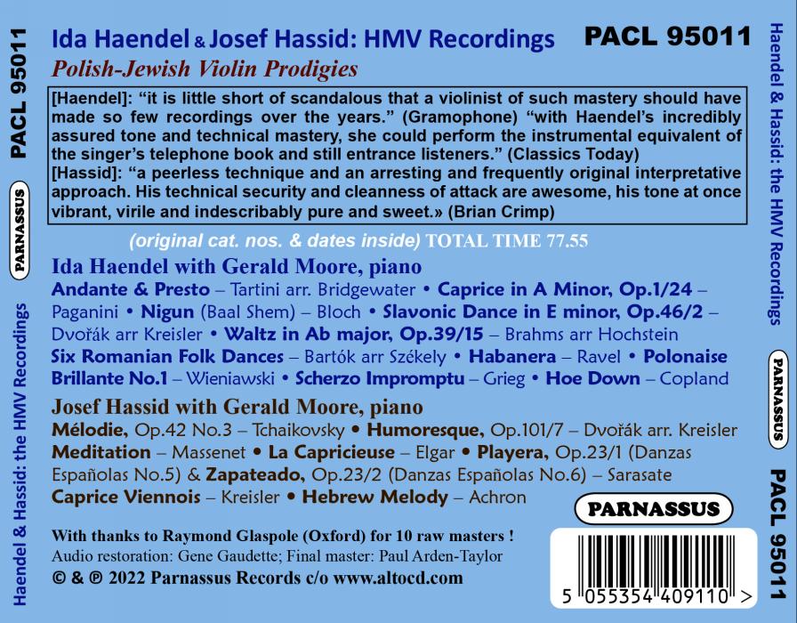 Ida Haendel / Josef Hassid 이다 헨델 & 요제프 하시드 연주집 (The Polish-Jewish Violin Prodigies - Their HMV Encores)