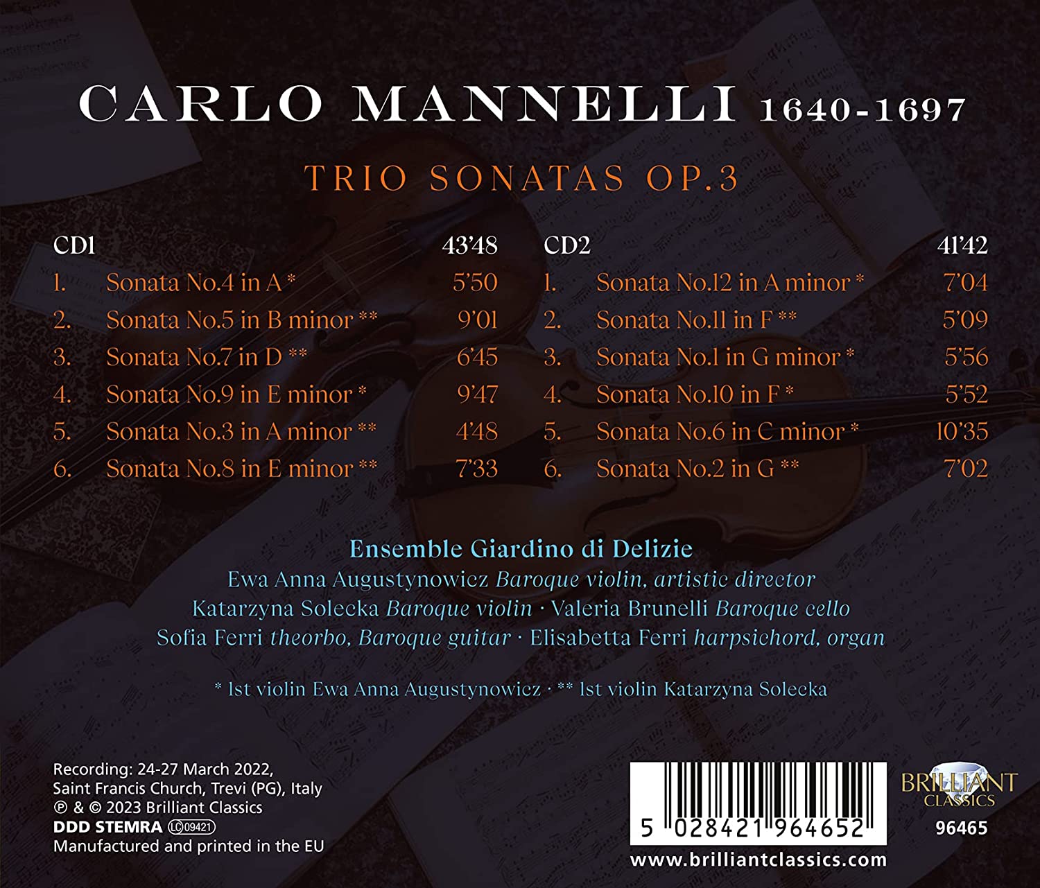 Ensemble Giardino di Delizie 마넬리: 트리오 소나타 (Mannelli: Trio Sonatas Op.3)