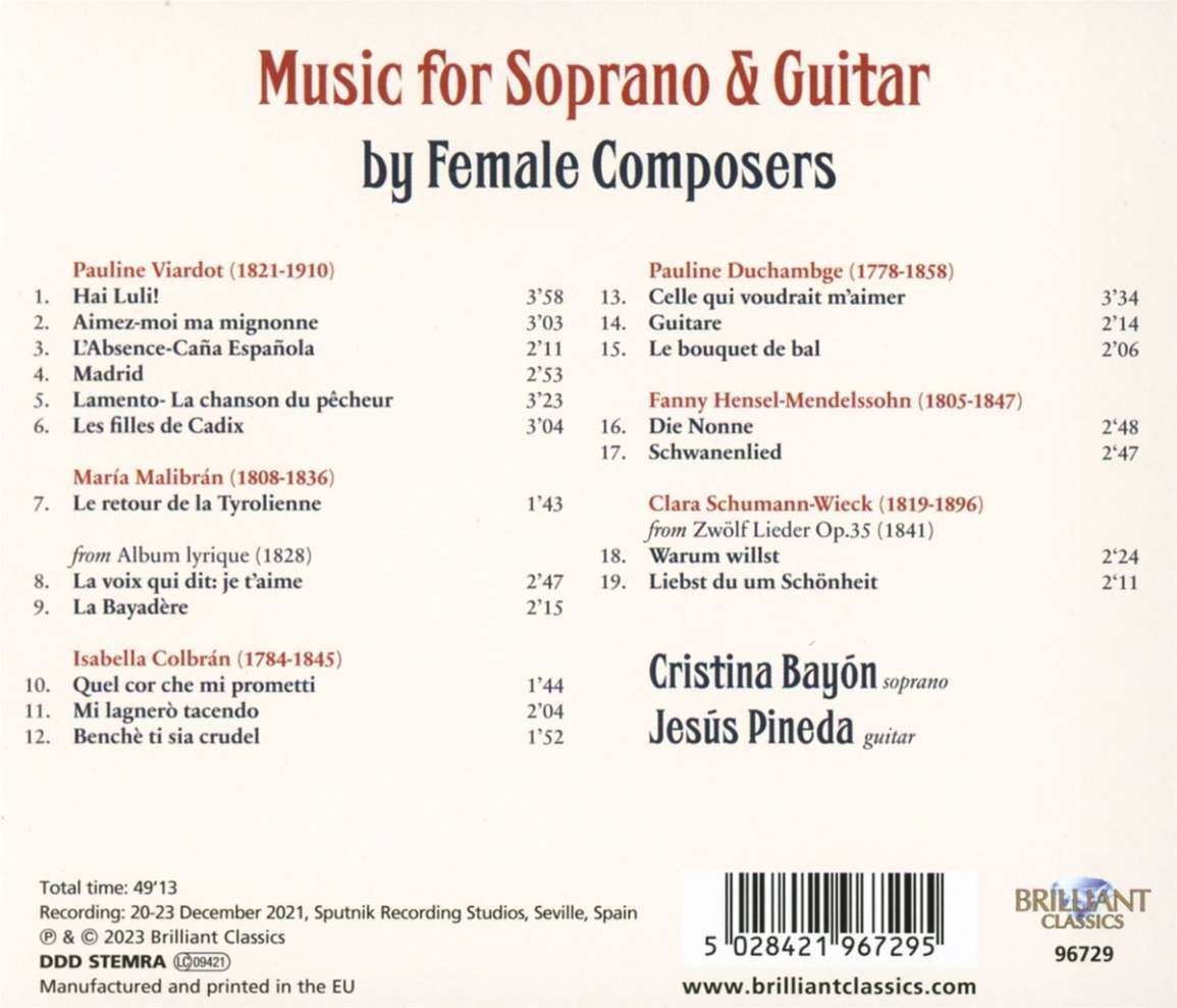 Cristina Bayon / Jesus Pineda 여성 작곡가들의 소프라노와 기타를 위한 음악 (Music for Soprano & Guitar by Female Composers)