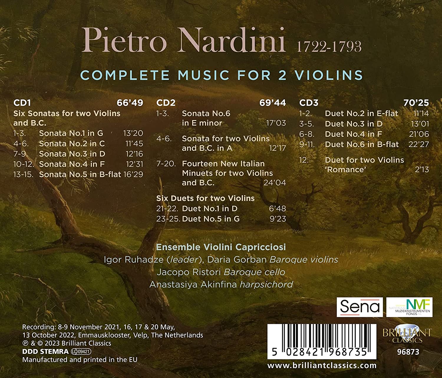 Ensemble Violini Capricciosi 나르디니: 두 대의 바이올린을 위한 작품 전곡 (Nardini: Complete Music for 2 Violins)