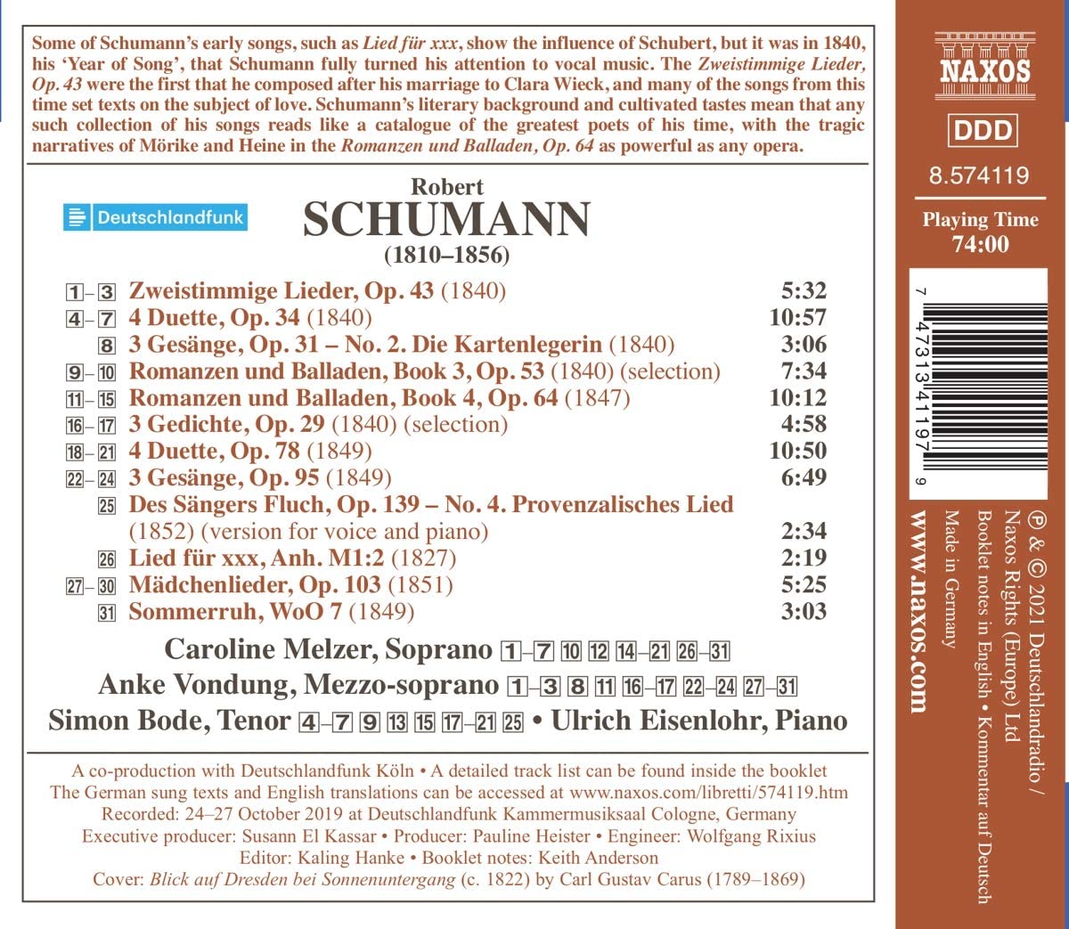 슈만: 가곡 10집 (Schumann: Romances, Ballads and Duets - Lieder Edition 10)