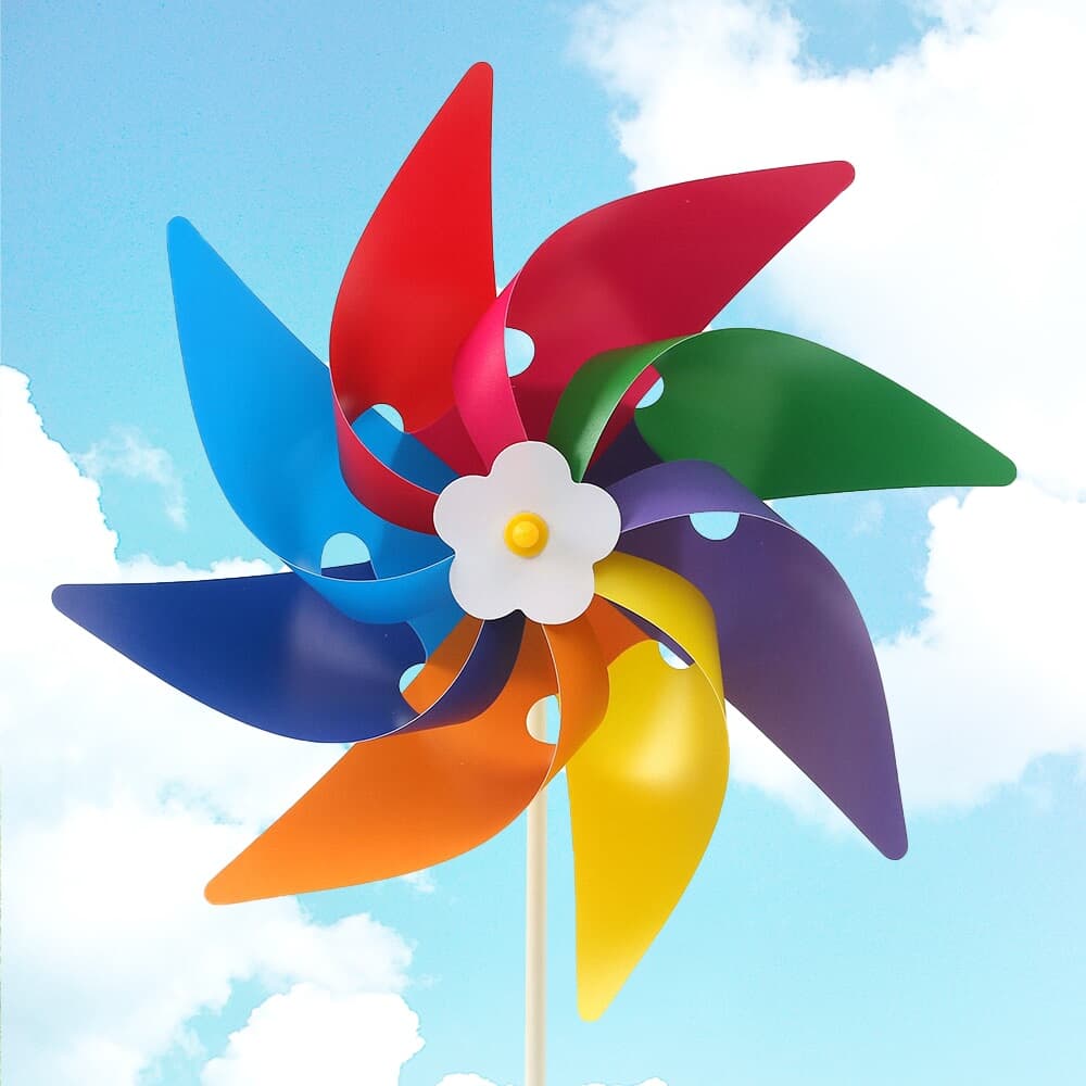 윈드업 플라워 포인트 바람개비 6p세트 축제 팔랑개비