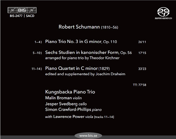 Kungsbacka Piano Trio 슈만: 피아노 트리오 2집 (Schumann: Piano Trios, Vol. 2)