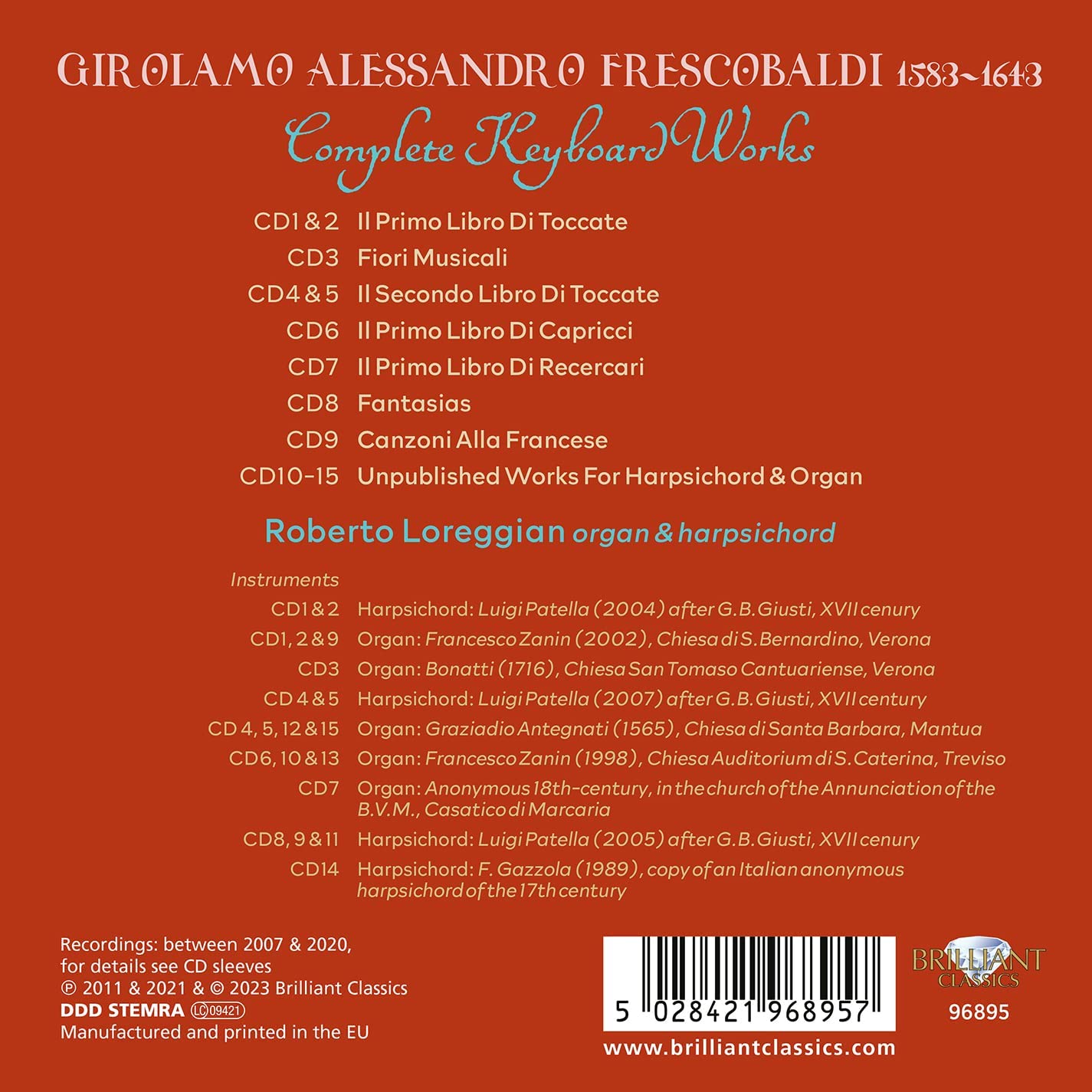 Roberto Loreggian 프레스코발디: 건반 작품 전곡 (Frescobaldi: Complete Keyboard Works)