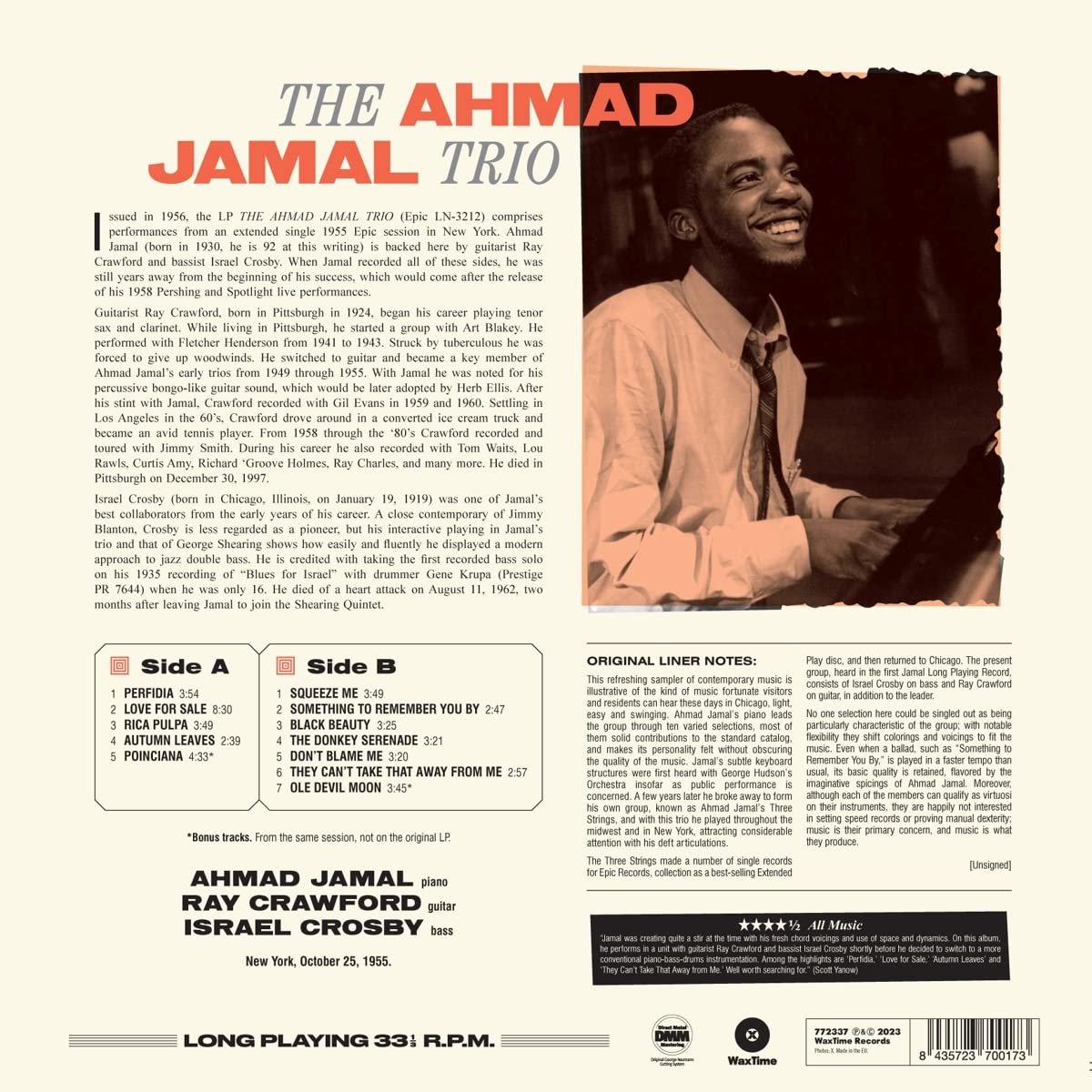 Ahmad Jamal Trio (아마드 자말 트리오) - The Ahmad Jamal Trio [LP]