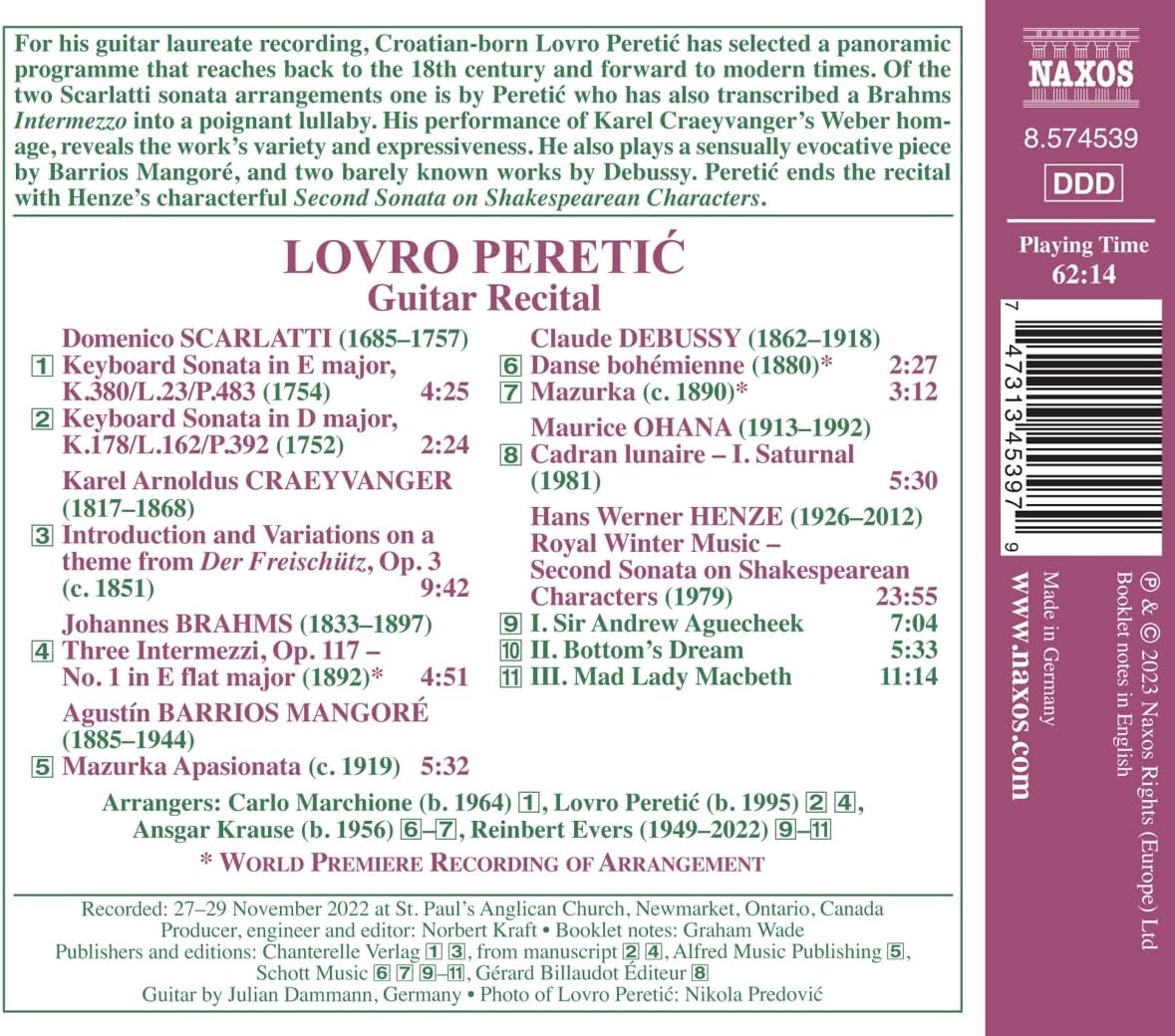 Lovro Peretic 로프로 페레티치 기타 리사이틀 (Lovro Peretic Guitar Laureate Recital)