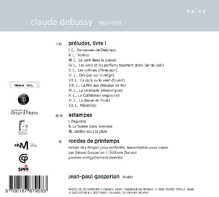 Jean-Paul Gasparian 드뷔시: 전주곡 1권, 판화, 봄의 온도 (Debussy: Preludes Book 1, Estampes, Rondes De Printemps)