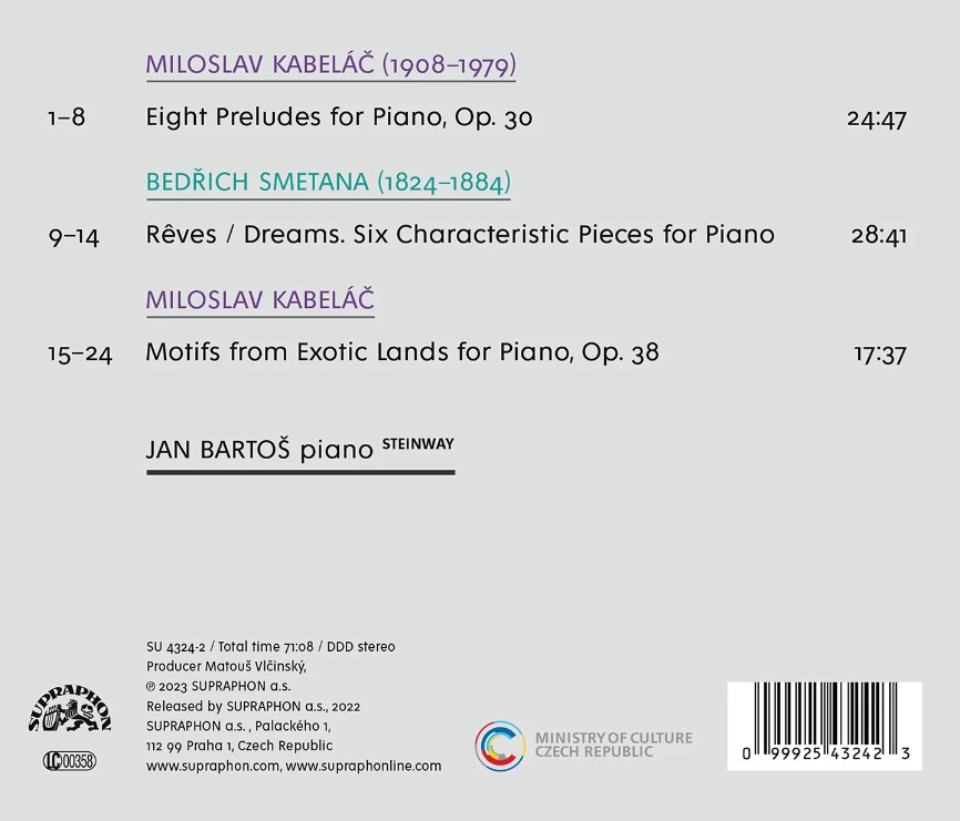 Jan Bartos 스메타나 / 미로슬라프 카벨라치: 피아노 작품집 (Kabelac: Eight Preludes, Motifs from Exotic Lands / Smetana: Dreams)