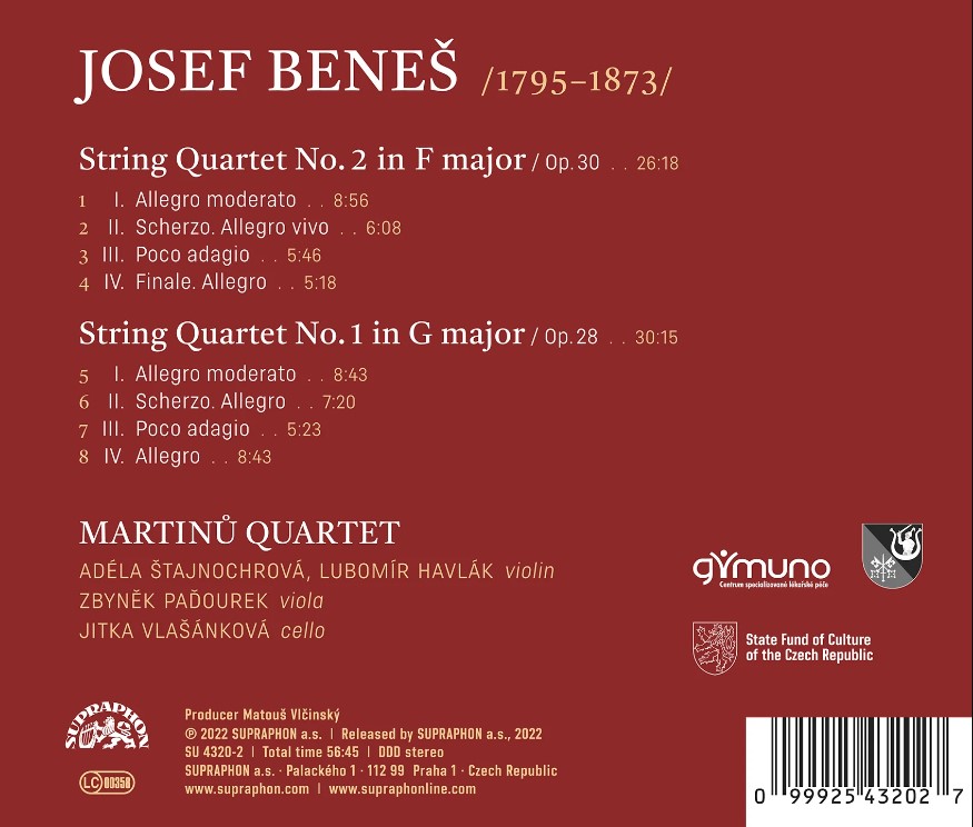 Martinu Quartet 베네시: 현악사중주 1번, 2번 (Benes: The Compelte String Quartets)