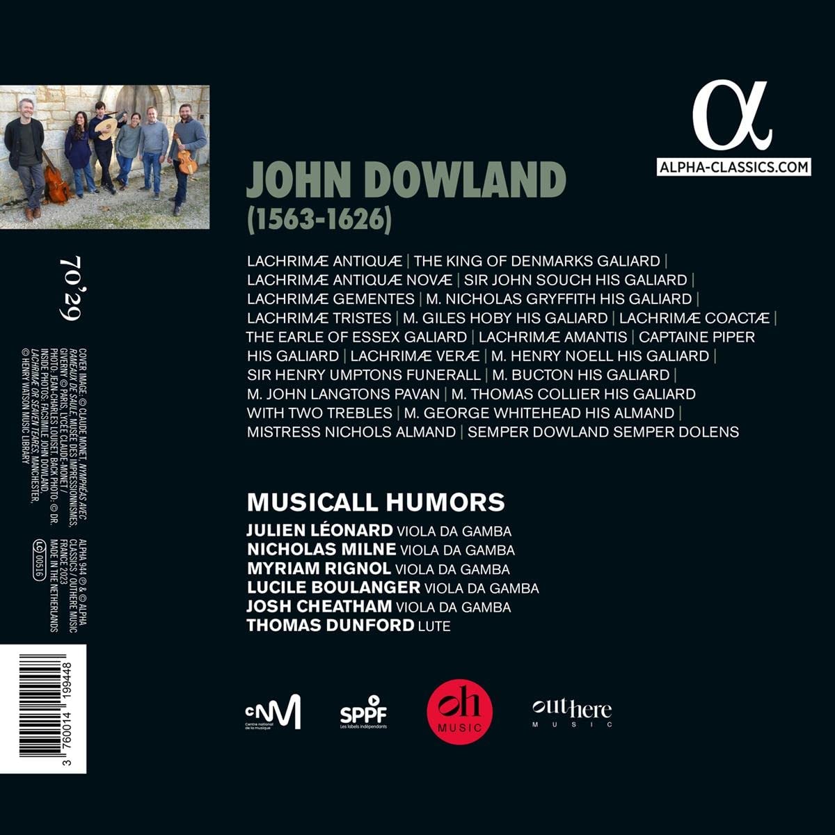Musicall Humors 다울랜드: 라크리메 (Dowland: [Complete] Lachrimae)