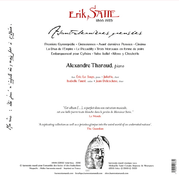 Alexandre Tharaud 에릭 사티: 솔로와 듀오 (Erik Satie: Avant-Dernieres Pensees) [LP]