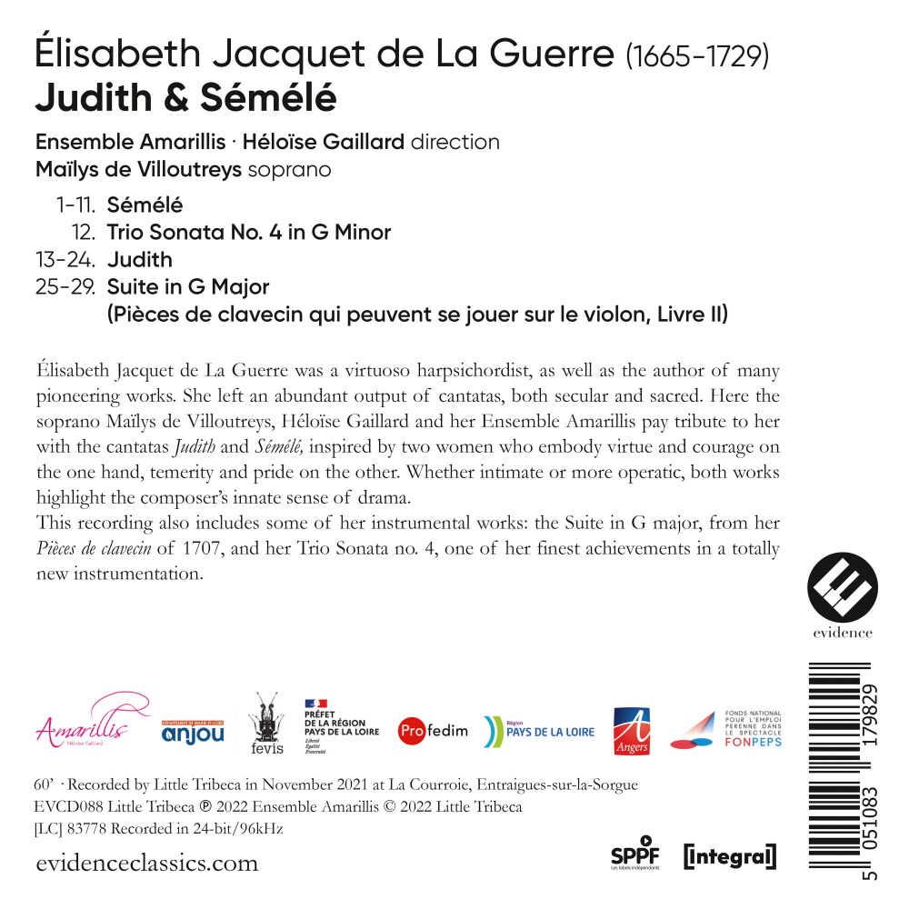 Heloise Gaillard 엘리자베트 자케 드 라 게르: 성서 칸타타 유디트, 세멜레 (Elisabeth Jacquet De La Guerre: Judith & Semele)