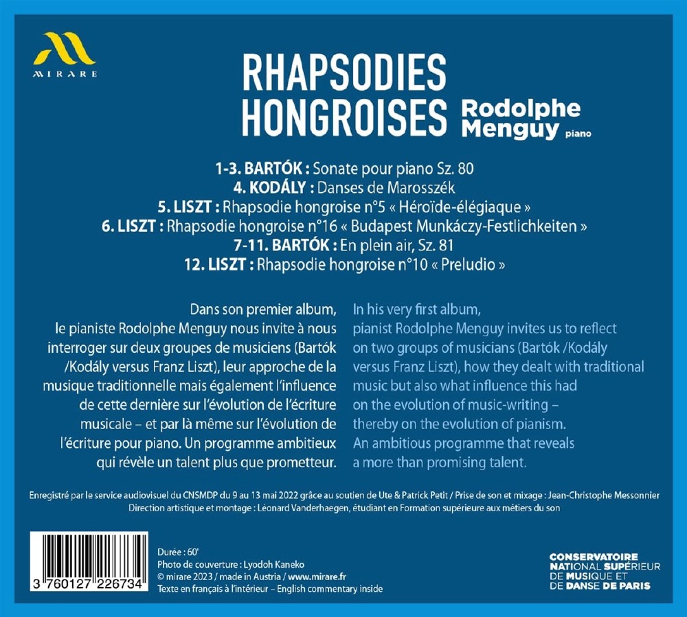 Rodolphe Menguy 헝가리 광시곡 - 바르토크 / 코다이 / 리스트 (Rhapsodies Hongroises)