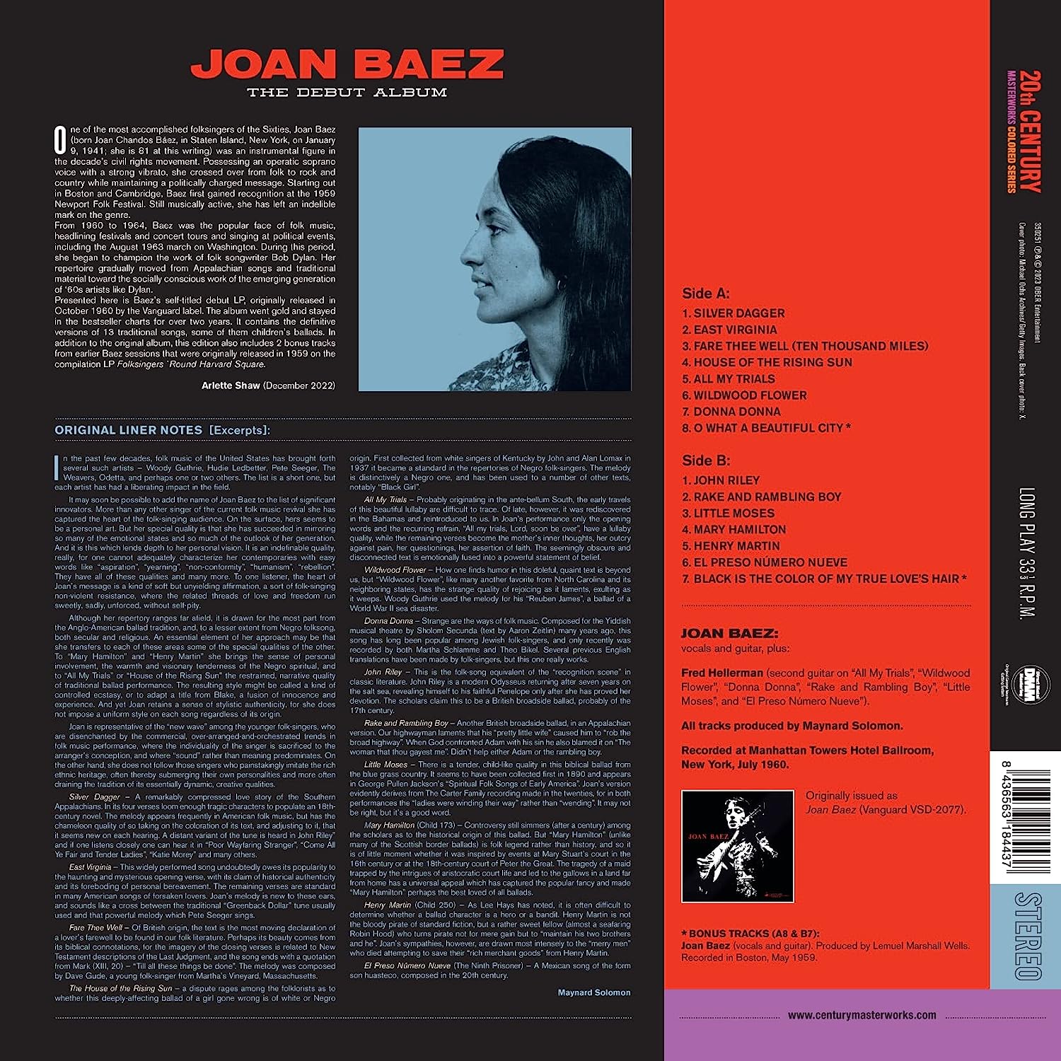 Joan Baez (조안 바에즈) - The Debut Album [레드 컬러 LP]