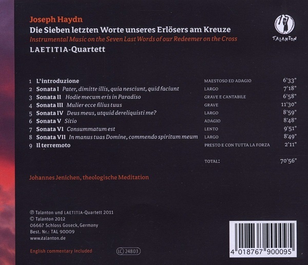 Laetitia Quartett 하이든: 십자가 위의 일곱 말씀 (Haydn: String Quartet, Op. 51 'Seven Last Words')