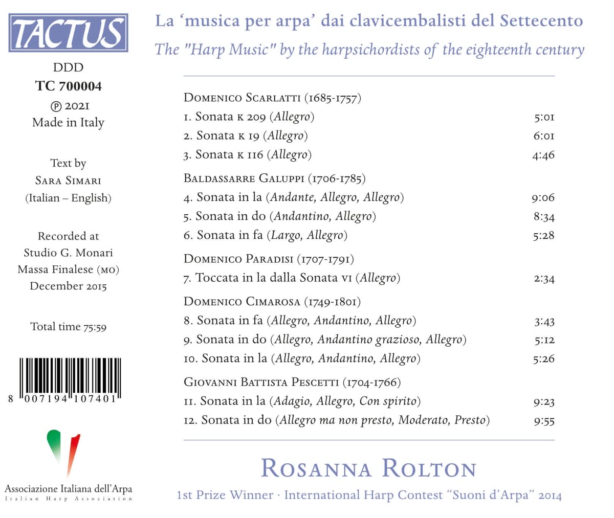 Rosanna Rolton 18세기 하프시코드 작곡가들의 '하프 음악' (The 'Harp Music' by the harpsichordists of the eighteenth century)