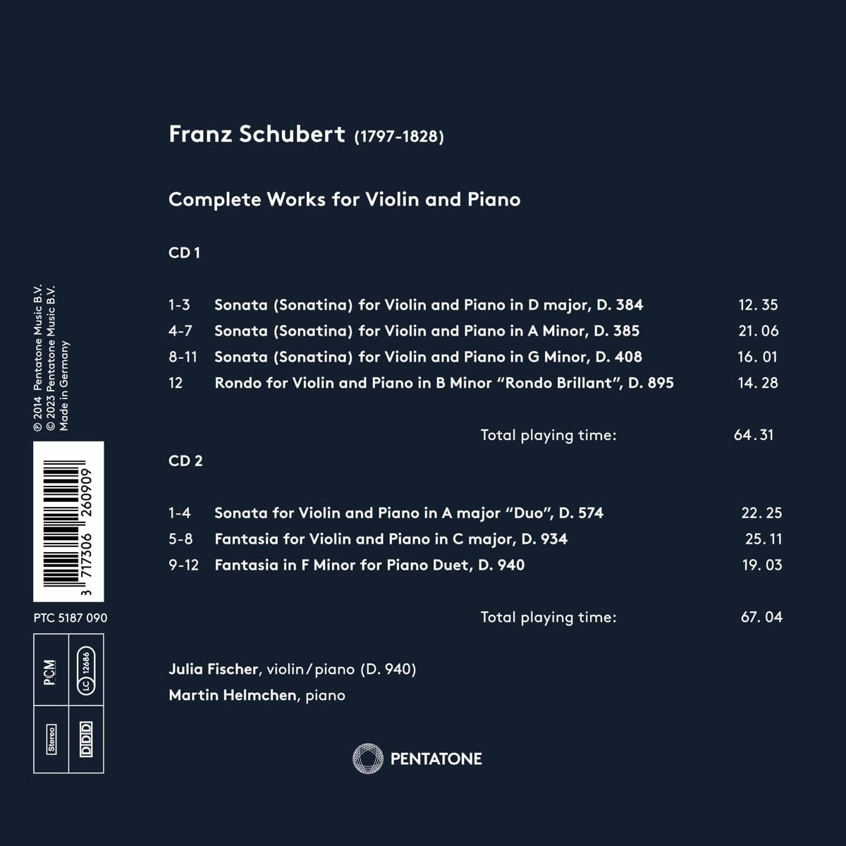 Julia Fischer / Martin Helmchen 슈베르트: 바이올린 소나타 전곡 (Schubert Complete Works For Violin and Piano)