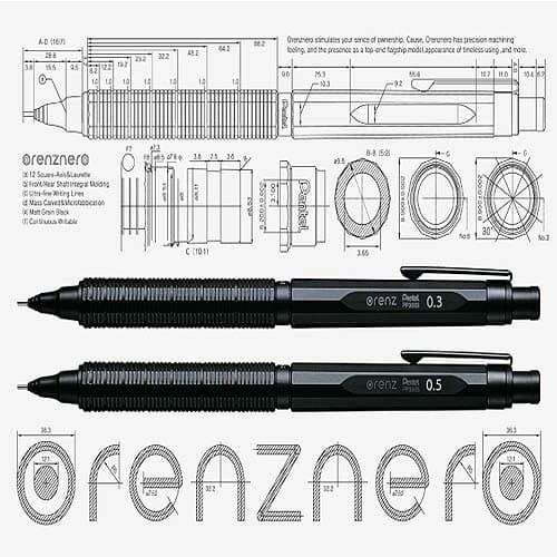 펜텔 오렌즈 네로 샤프 0.3 0.5MM 각인 정품보증서 같이동봉