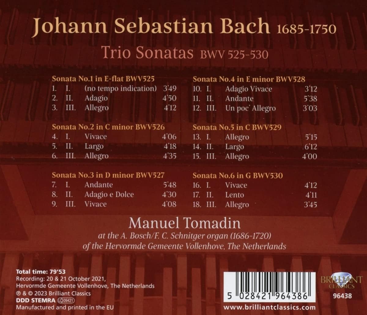 Manuel Tomadin 바흐: 트리오 소나타 (J.S. Bach: Trio Sonatas BWV 525-530)