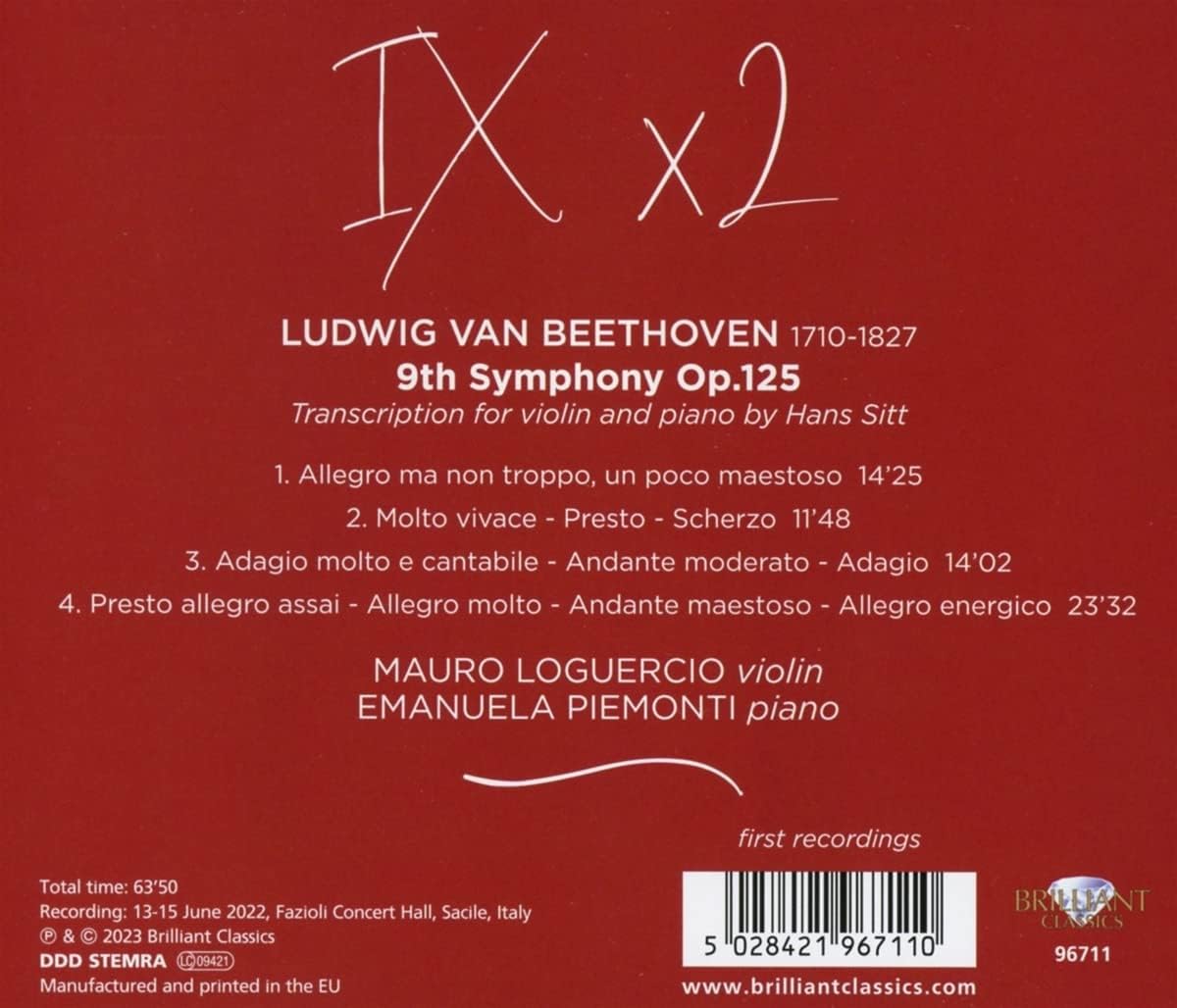 베토벤: 교향곡 9번 `합창` [바이올린과 피아노 연주반] (Beethoven: 9th Symphony Op.125)