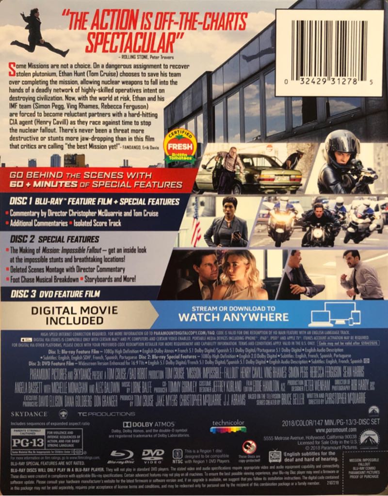 미션: 임파서블 폴아웃 (1Disc, 스틸북 블루레이+DVD)
