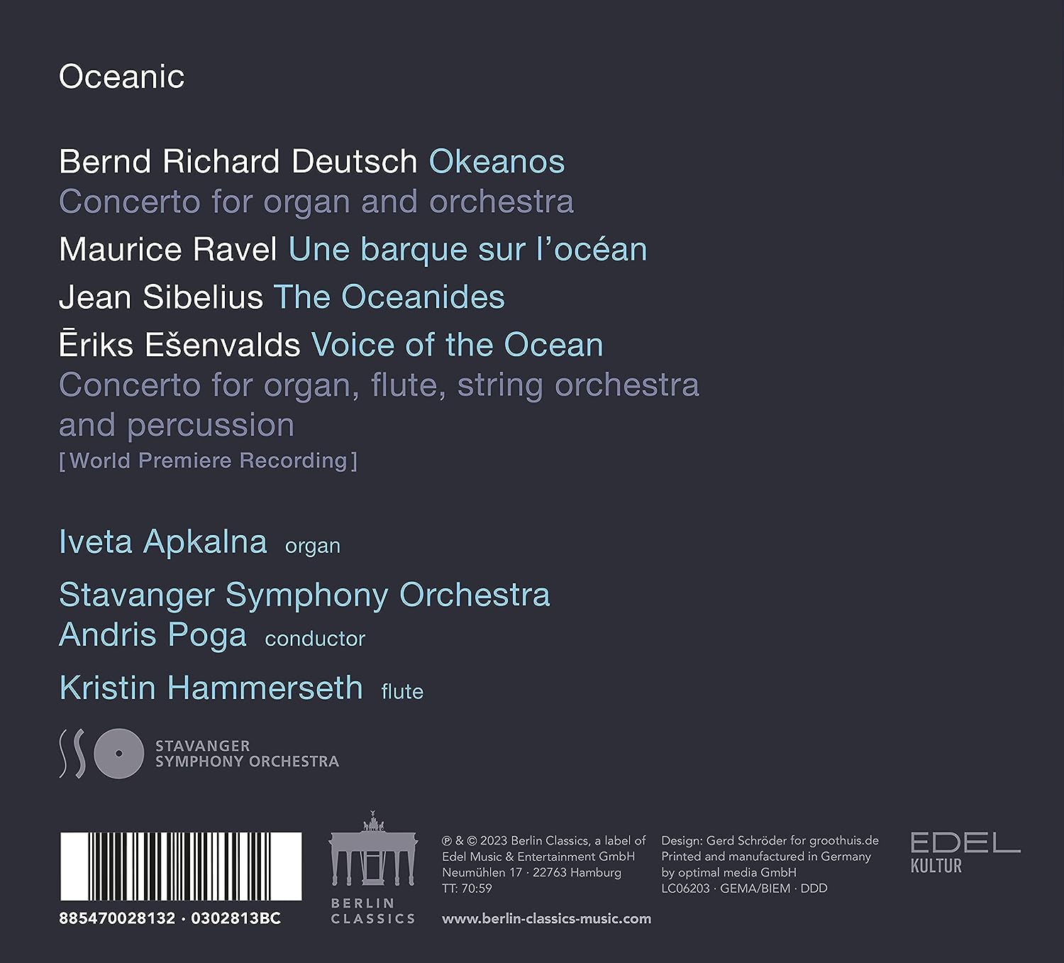 Iveta Apkalna 도이치: 오르간 협주곡 / 라벨: '바다 위의 조각배' / 에셴발츠: '바다의 목소리' (Oceanic)