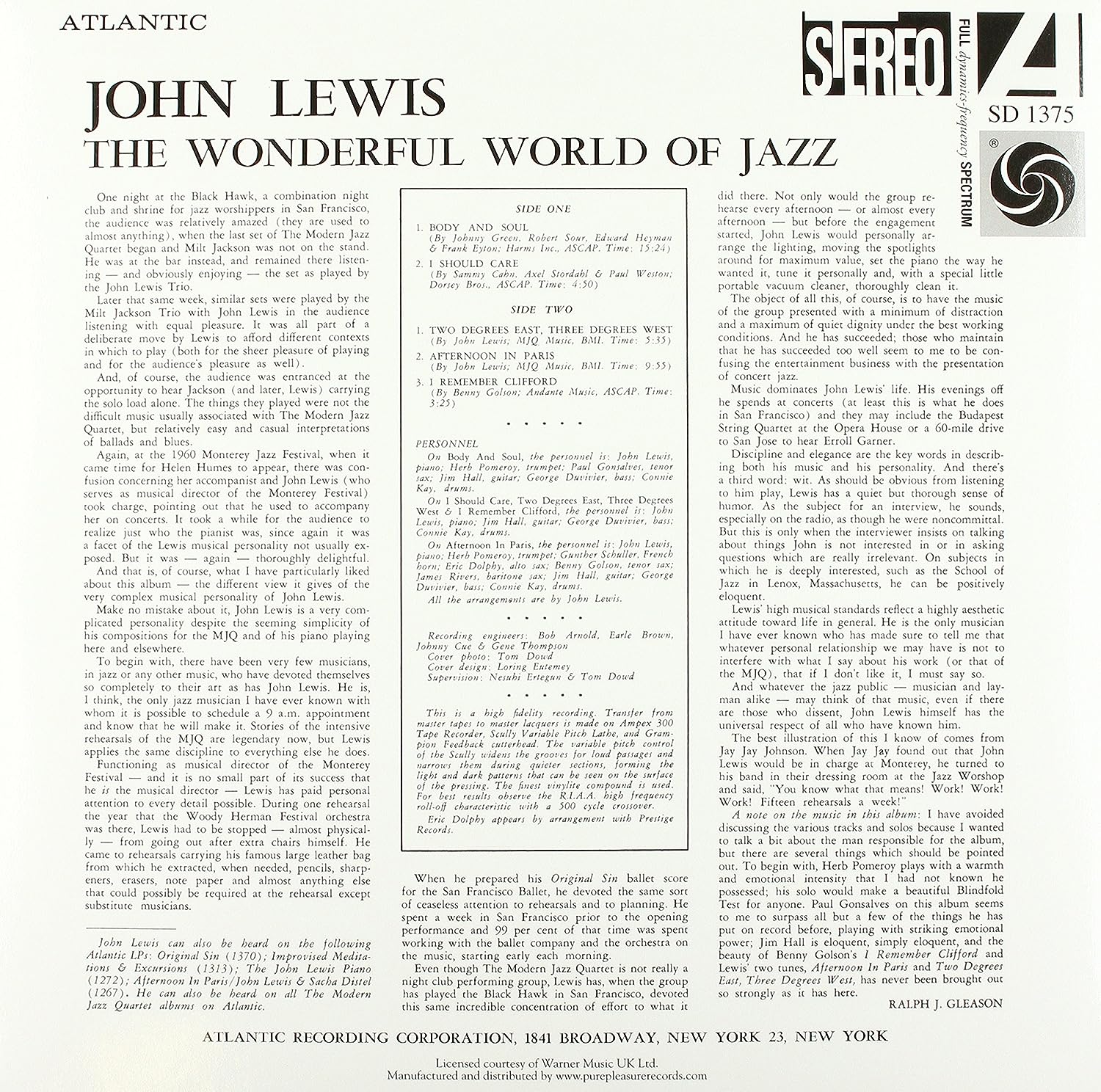 John Lewis (존 루이스) - The Wonderful World Of Jazz [LP]