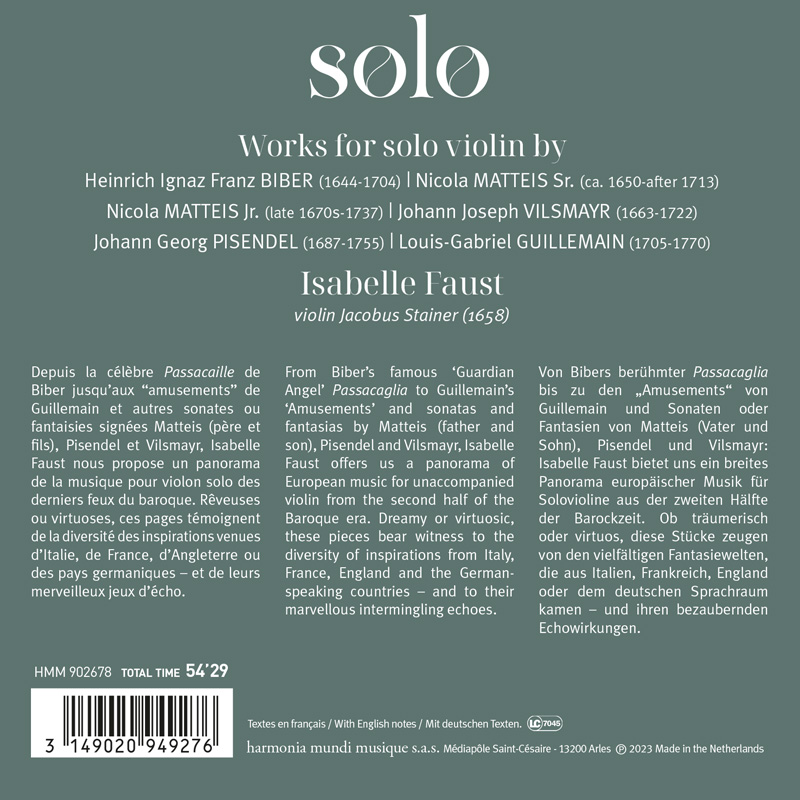 Isabelle Faust 이자벨 파우스트 바이올린 독주집 (SOLO)