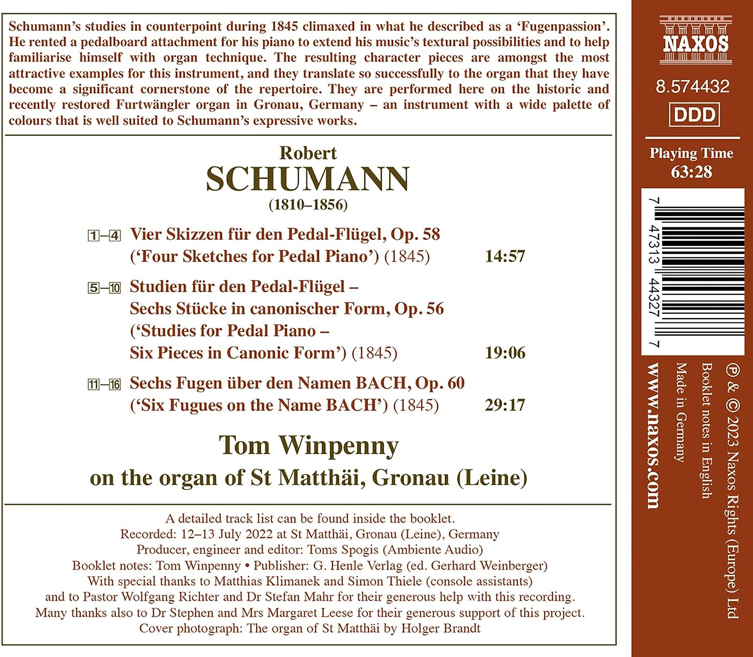 Tom Winpenny 슈만: 오르간 작품 전집 (Schumann: Complete Organ Works)