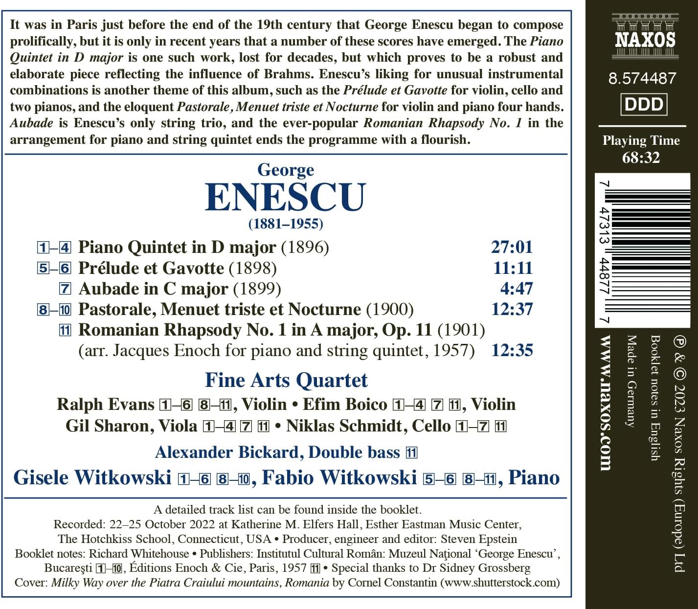 Fine Arts Quartet 에네스쿠: 초기 실내악 작품집 (Enescu: Early Chamber Music)