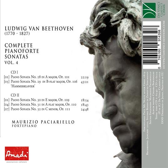 Maurizio Paciariello 베토벤: 피아노 소나타 4집 (Beethoven: Piano Sonatas Op. 101,106,109,110,111)