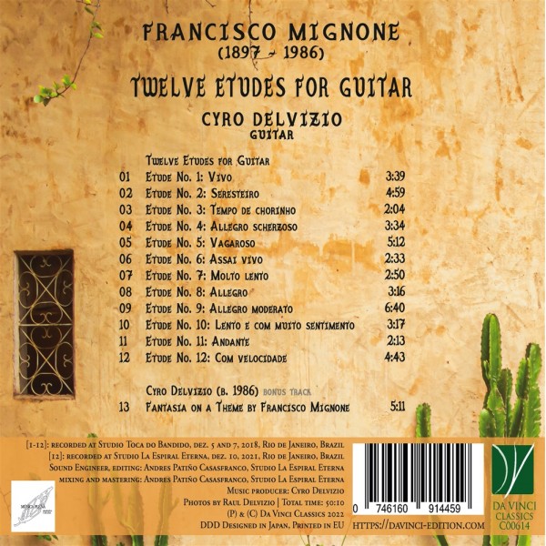 Cyro Delvizio 프란시스코 미뇨네: 열두 곡의 기타 연습곡 (Francisco Mignone: 12 Studies for Guitar)