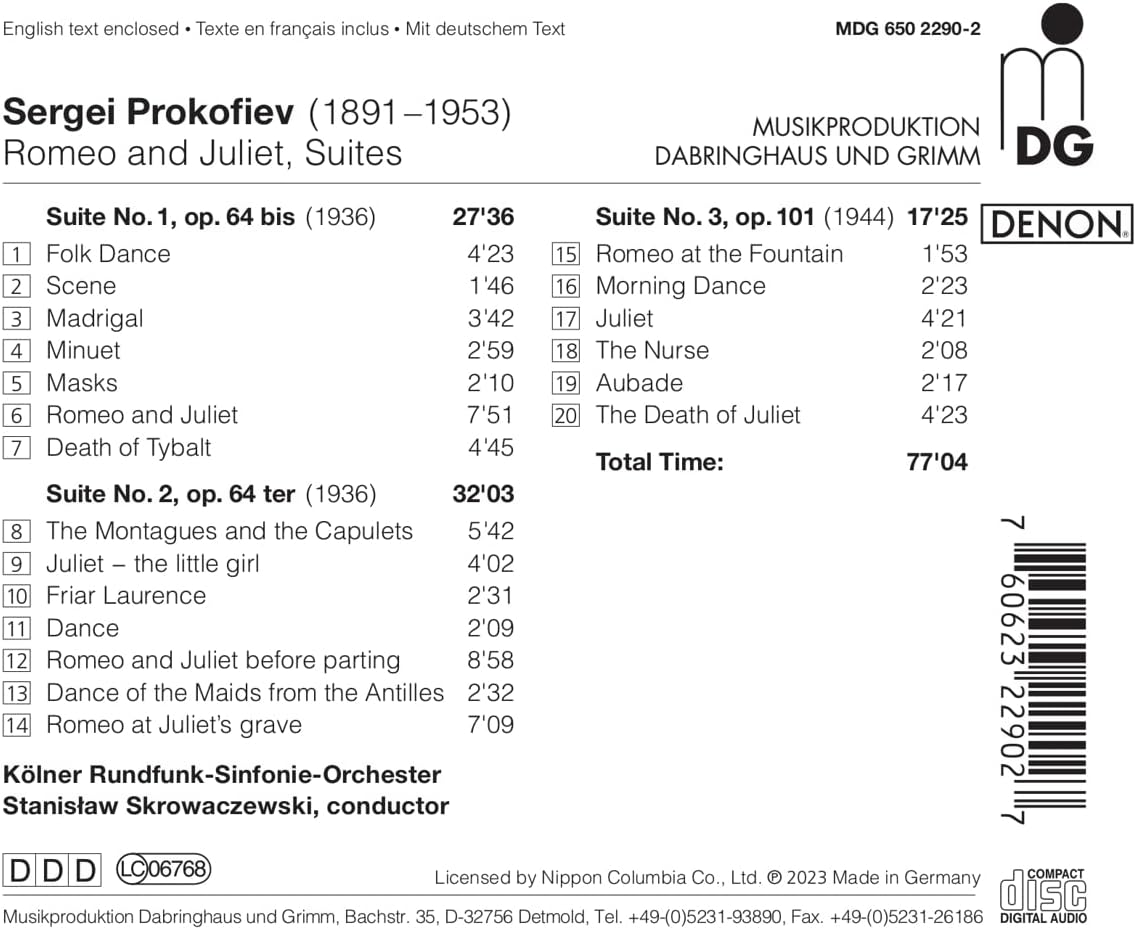 Stanislaw Skrowaczewski 프로코피예프: ‘로미오와 줄리엣’ 모음곡 1~3번 (Prokofiev: Romeo & Juliet Suites Nos. 1-3)