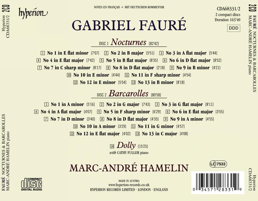 Marc-Andre Hamelin 포레: 녹턴, 뱃놀이 (Faure: Nocturnes, Barcarolles)